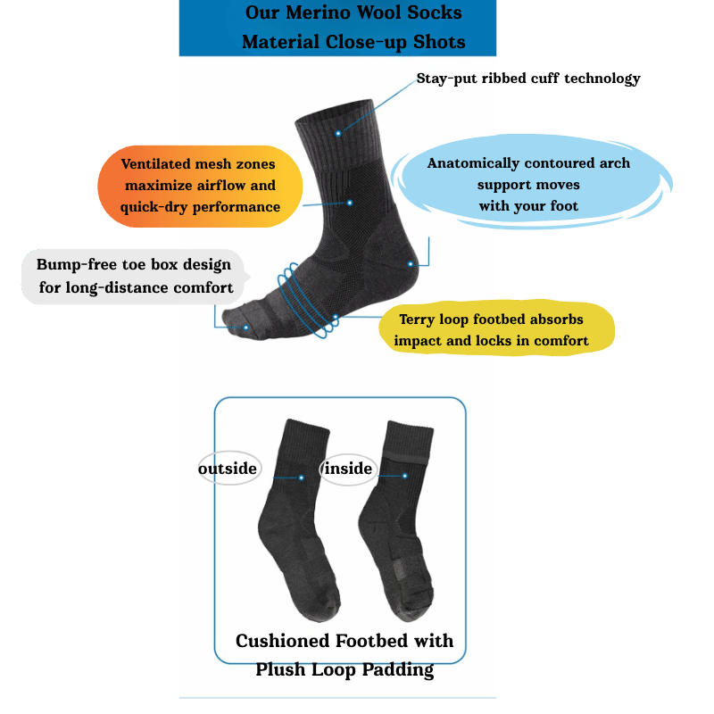 Men's Merino Wool Hiking Socks