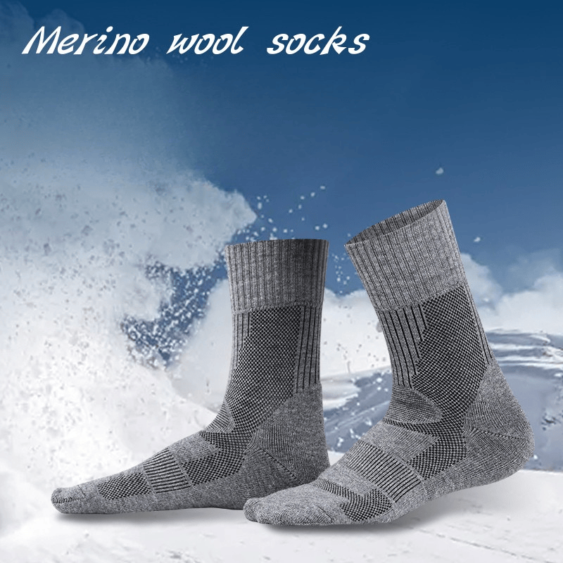 Mountaineering Socks Men - 40% Merino Wool for Hiking, Backpacking & Trail Running - Reinforced Heel/Toe, Arch Support - Breathable & Durable (1 Pair Premium)