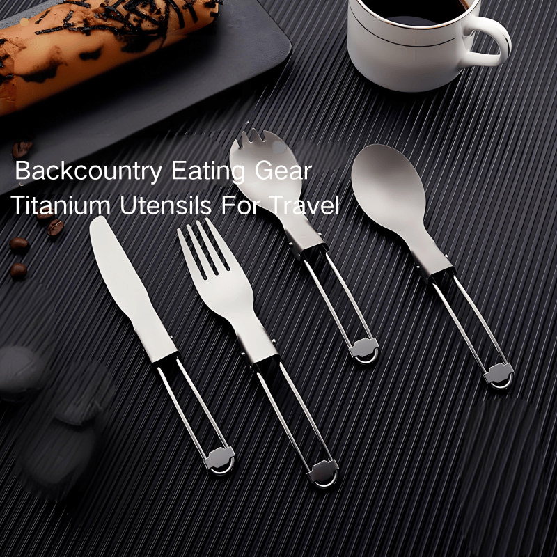 Ultralight Titanium Camping Knife+Fork + Spoon - 3-in-1 Portable Eating Utensil for Hiking, Backpacking & Travel( 3 pcs with free bag)