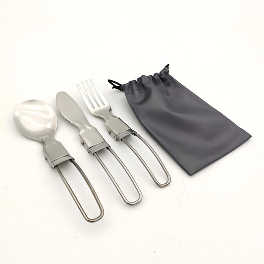 Ultralight Titanium Camping  Knife+Fork + Spoon - 3-in-1 Portable Eating Utensil for Hiking, Backpacking & Travel( 3 pcs with free bag)